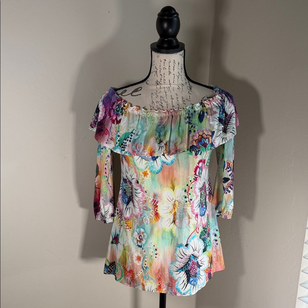 NWT/Vibrant Multicolor Off-Shoulder Blouse